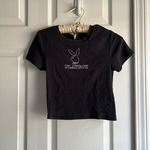 Playboy by PacSun Cropped Black T-Shirt